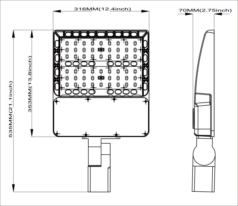 100W Dimensions